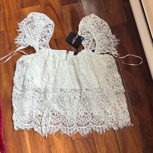 Lace Ruffle White Women's Camisole